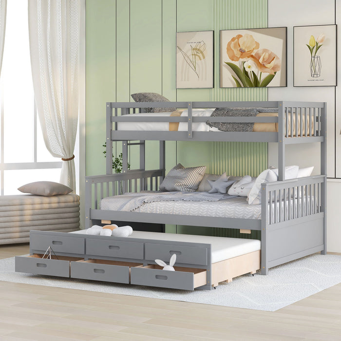 Twin Over Full Bunk Bed With Twin Size Trundle, Separable Bunk Bed With Drawers For Bedroom