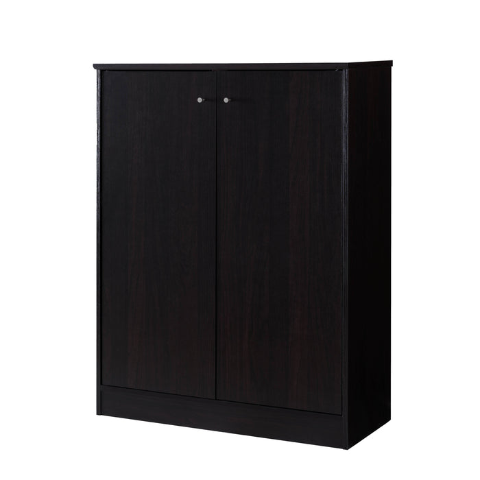 Shoe/Storage Cabinet With Two Doors Five Shelves - Espresso