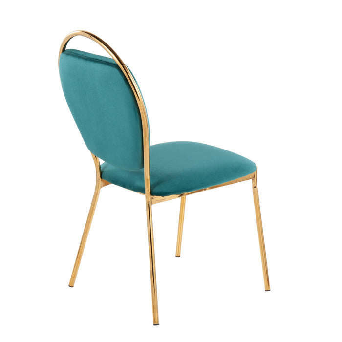 Keyhole - Contemporay / Glam Dining Chair (Set of 2) - Gold / Green