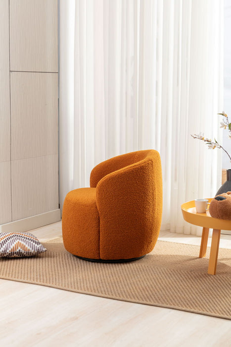 Teddy Fabric Swivel Accent Armchair Barrel Chair With Powder Coating Metal Ring