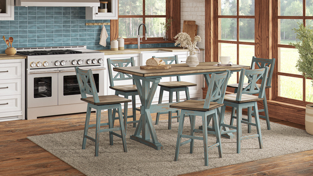 Swivel Counter Stool - Aqua Blue