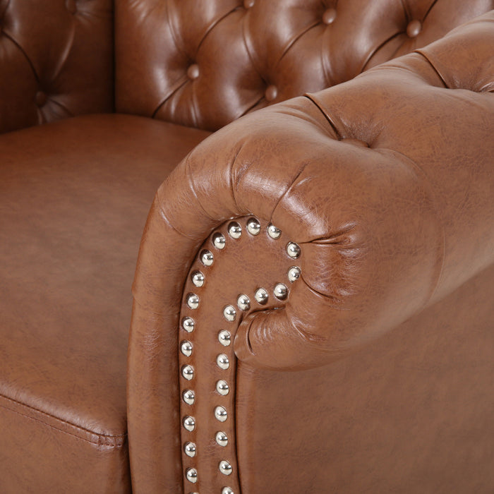 Tufted Accent Chair, Living Room - Light Brown