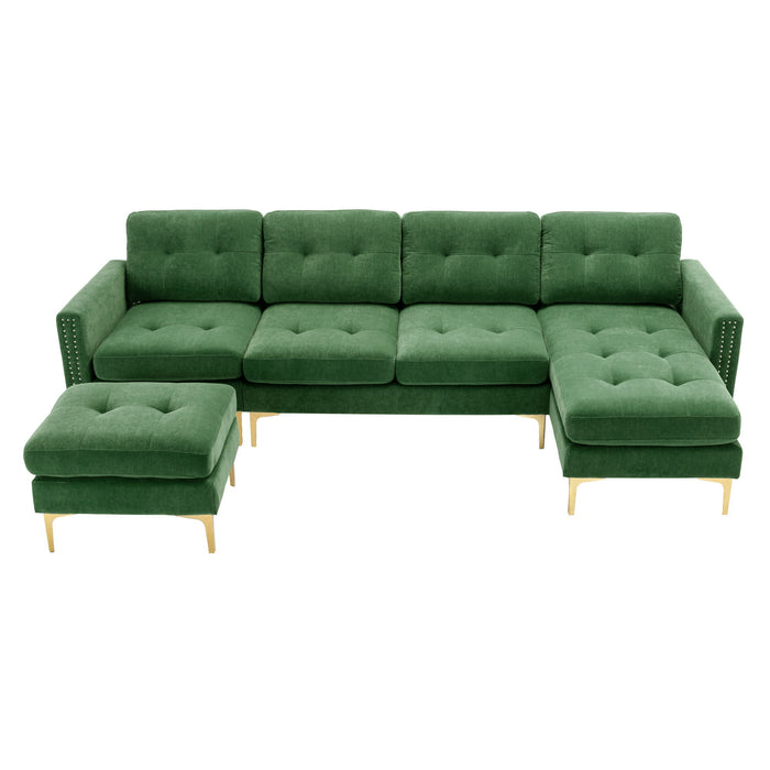 L-Shape Convertible Sectional Sofa Couch With Movable Ottoman For Living Room