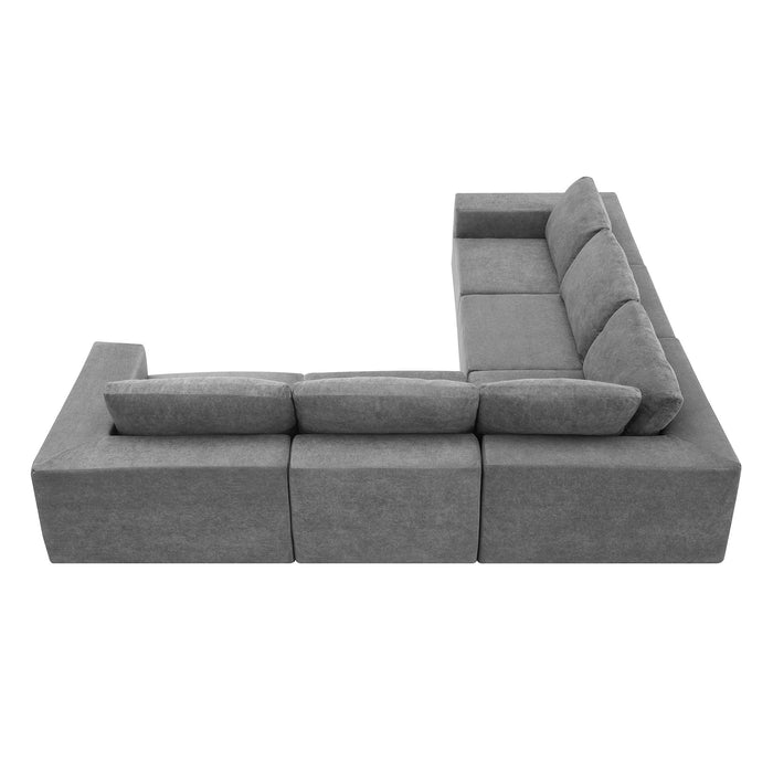 Modular L Shaped Sectional Sofa, Luxury Floor Couch Set, Upholstered Indoor Furniture, Foam - Filled Sleeper Sofa Bed For Living Room, Bedroom, 5 Pieces Free Combination