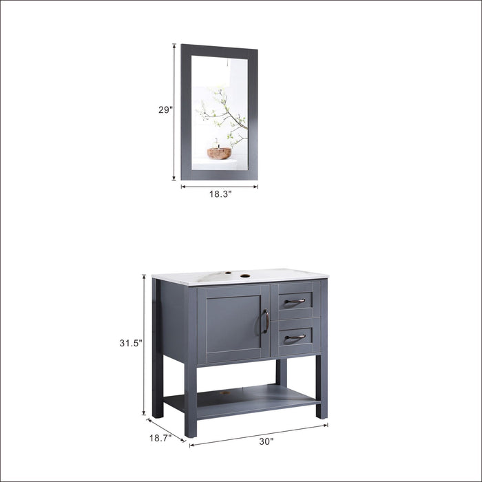 Bathroom Vanity With Mirror And Top Only - Gray