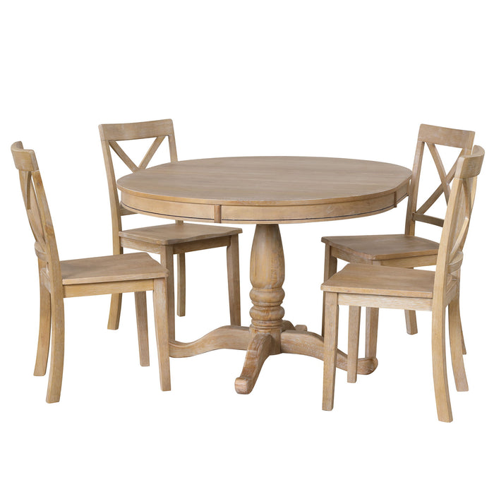 Modern Dining Table Set For 4, Round Table And 4 Kitchen Room Chairs, 5 Piece Kitchen Table Set For Dining Room, Dinette, Breakfast Nook