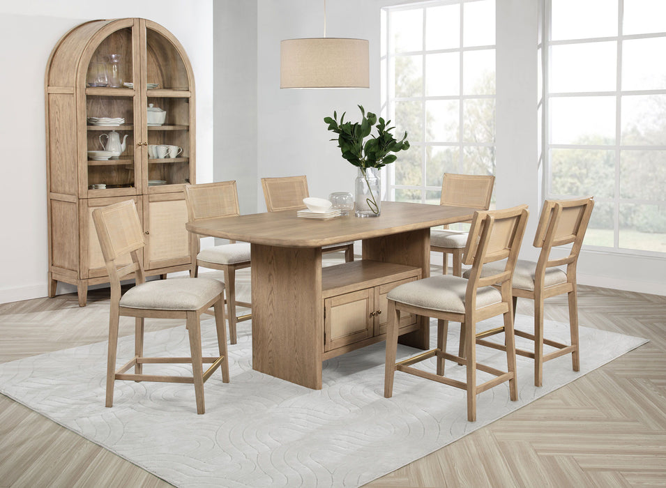 Kailani - Cane Counter Height Storage Dining Table - Beige Oak