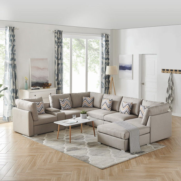 Amira - Reversible Modular Sectional Sofa With USB Console And Ottoman