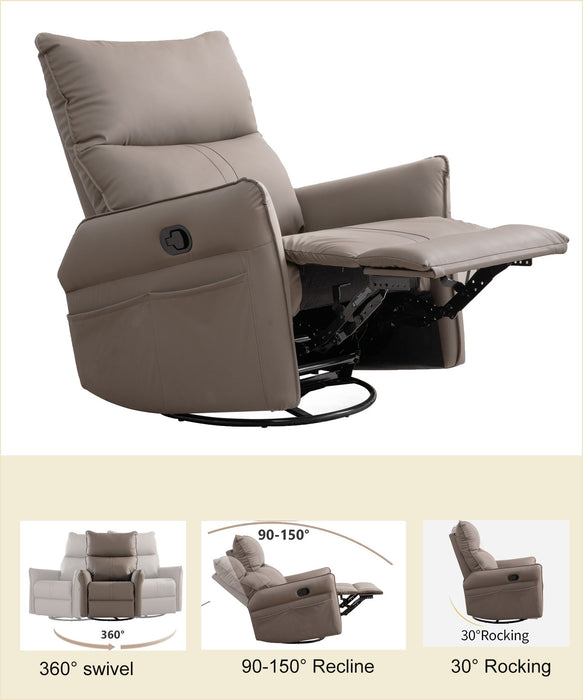 Rocking Recliner Chair, 360 Degree Swivel Nursery Rocking Chair, Glider Chair, Modern Small Rocking Swivel Recliner Chair For Bedroom, Living Room Chair Home Theater Seat, Phone Holder