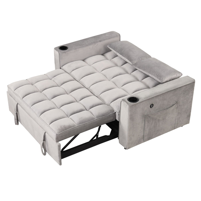 Multi Functional Sofa Bed With Cup Holder And USB Port For Living Room Or Apartments