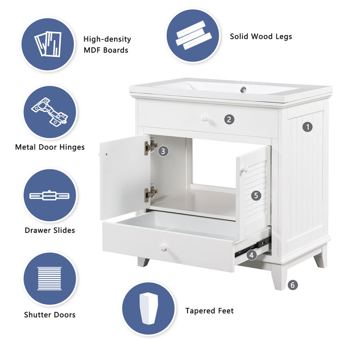 Bathroom Vanity Base Without Sink, Bathroom Cabinet With Two Doors And One Drawer - White