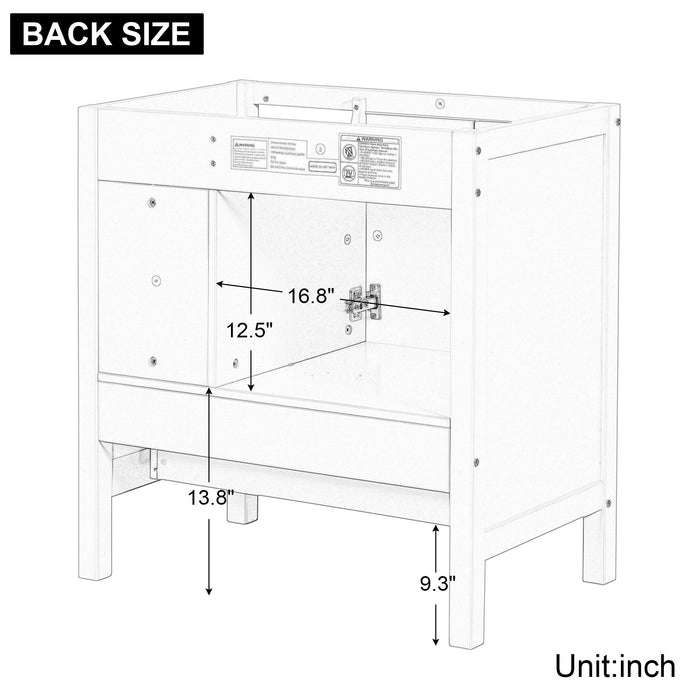 Bathroom Vanity With Sink, Bathroom Storage Cabinet With Doors And Drawers, Solid Wood Frame, Ceramic Sink