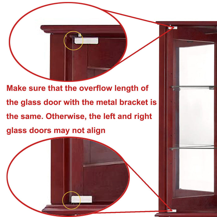 Corner Curio Dispaly Cabinet With Lights, Adjustable Tempered Glass Shelves, Mirrored Back (E26 Light Bulb Not Included)