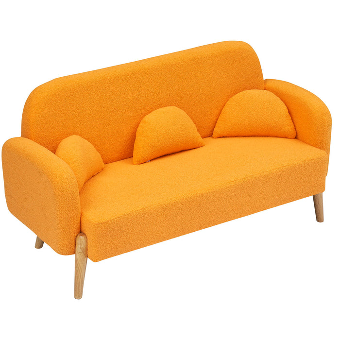 Teddy Velvet Two-Seater Sofa With Three Lumbar Pillows