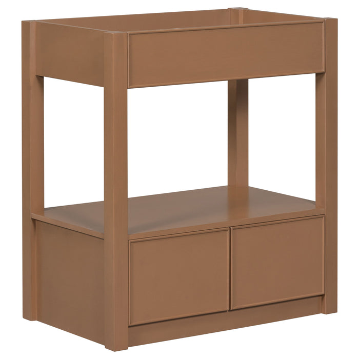 Bathroom Vanity Without Sink Top, Cabinet Base Only, Open Storage Shelf And Two Drawers - Brown