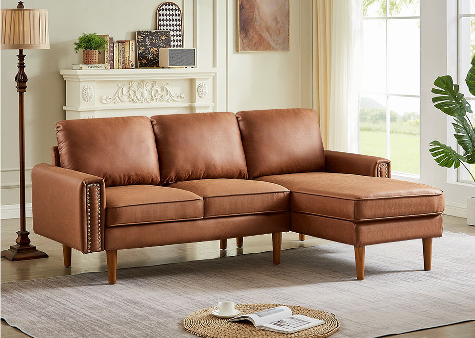 L-Shape Sofa Couch With Chais Mid-Century, Strong Leg And Design That Will Complement Any Living Space, Left Chaise