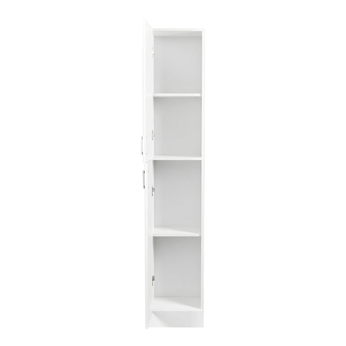 Freestanding Cabinet With Inadjustable Shelves And Two Doors For Kitchen, Dining Room - White