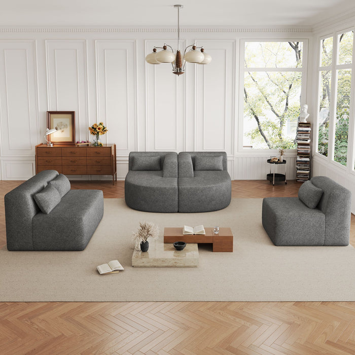 Upholstered Sofa Free Combined Sofa Couch With Two Chaise Lounge And Five Back Pillows For Living Room