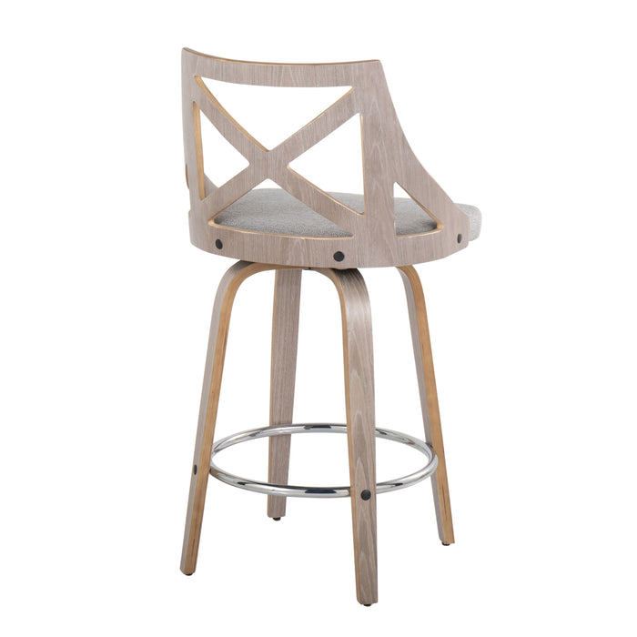 Charlotte - Farmhouse Fixed Height Counter Stool With Swivel With Round Footrest (Set of 2)