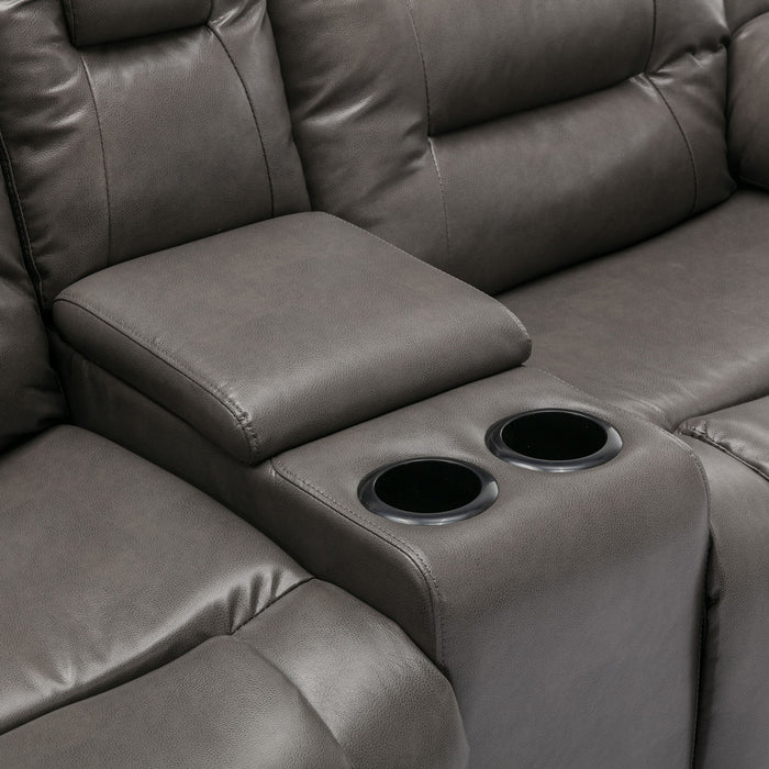 2 Seater Home Theater Recliner Manual Recliner Chair With A Storage Box And Two Cup Holders For Living Room