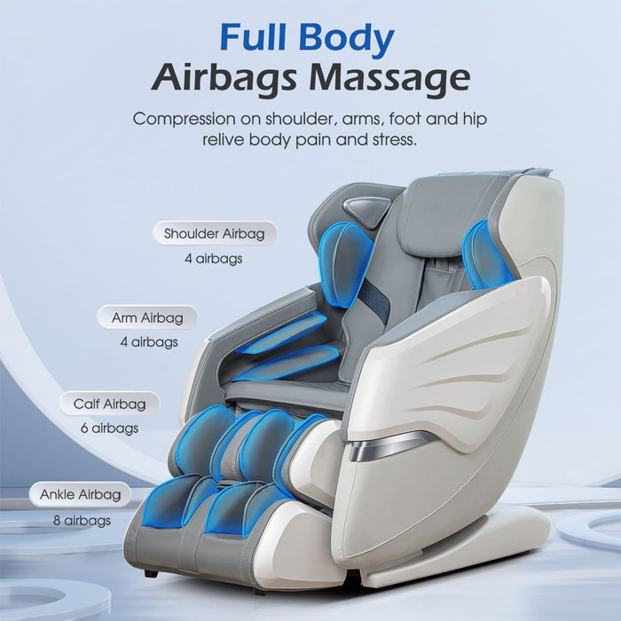 Bosscare - 2023 Brand New Update Gr8686 Massage Chairs With Ai Voice, App Control Sl Track Zero Gravity Full Body Massage Recliner - Gray