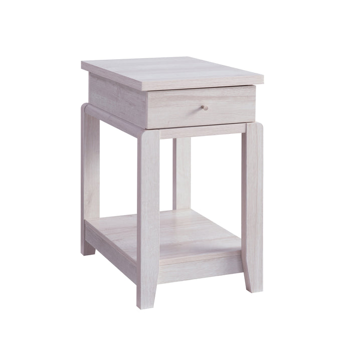 Chair Side End Table With One Drawer And Bottom Shelf - White Oak