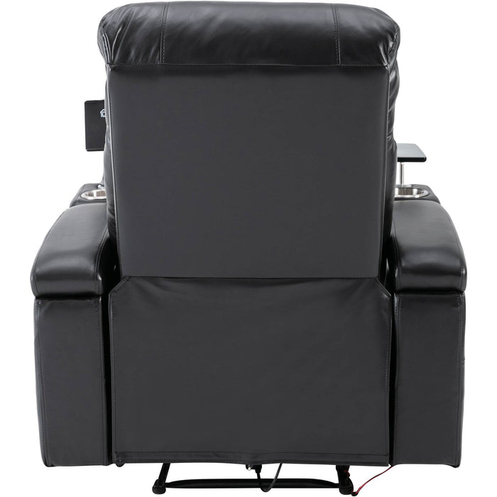 Premium Power Recliner With Storage Arms, Cupholders, Swivel Tray Table And Cell Phone Stand