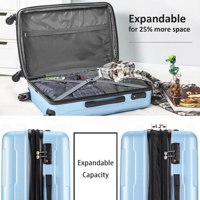 Expanable Spinner Wheel 2 Piece Luggage Set ABS Lightweight Suitcase With Tsa Lock 20" / 24"