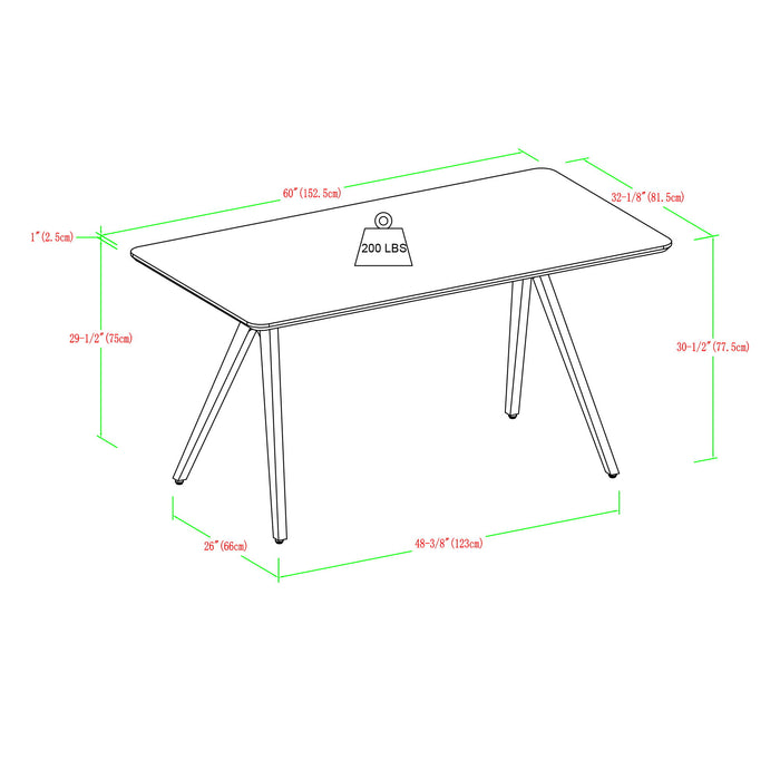 Contemporary V Leg Veneer Dining Table - Dark Walnut