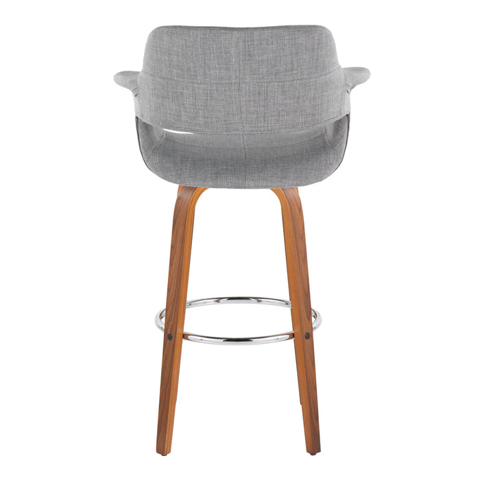 Vintage Flair - Mid Century Modern Fixed Height Barstool With Swivel & Round Footrest (Set of 2)