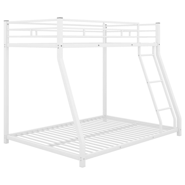 Metal Floor Bunk Bed, Twin Over Full - White