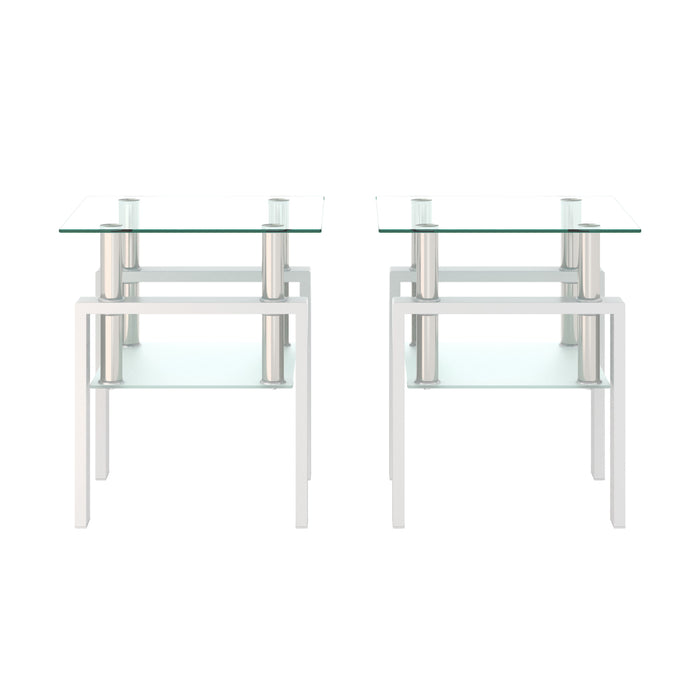 Modern Tempered Glass Tea Table, End Square Table For Living Room