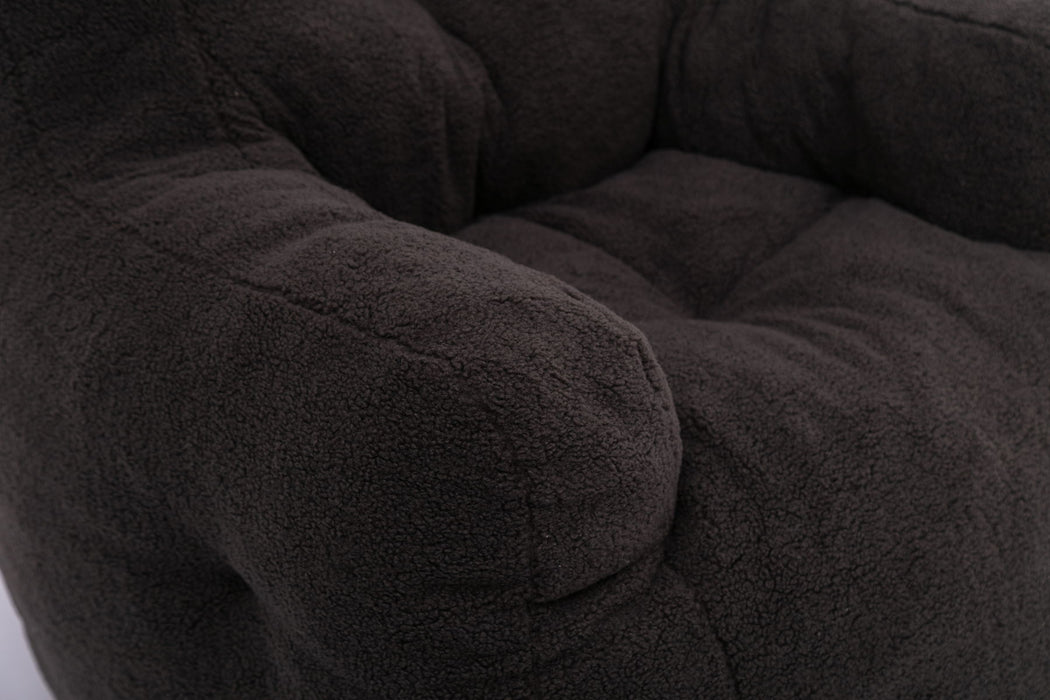 Soft Teddy Fabric Tufted Foam Bean Bag Chair With Teddy Fabric