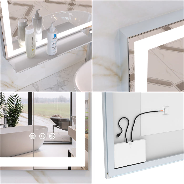 LED Bathroom Vanity Mirror Wall Mounted Adjustable White / Warm / Natural Lights Anti-Fog Touch Switch With Memory Modern Smart Large Bathroom Mirrors