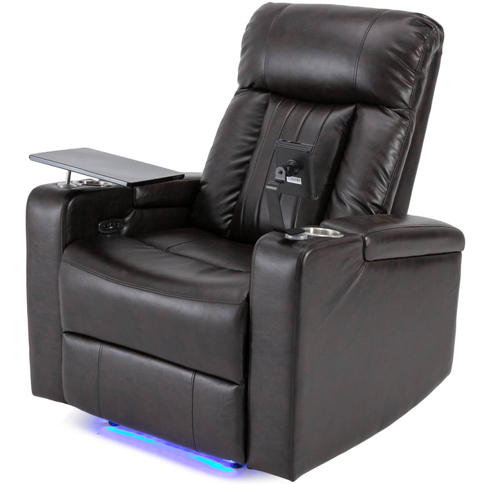 Premium Power Recliner With Storage Arms, Cupholders, Swivel Tray Table And Cell Phone Stand