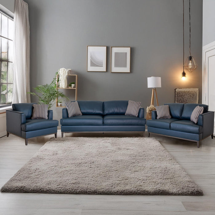 Aspen - Top Grain Leather Sofa - Blue