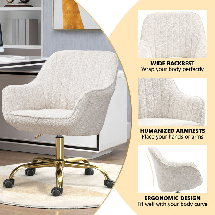 Swivel Chair With High Back, Adjustable Working Chair With Golden Base