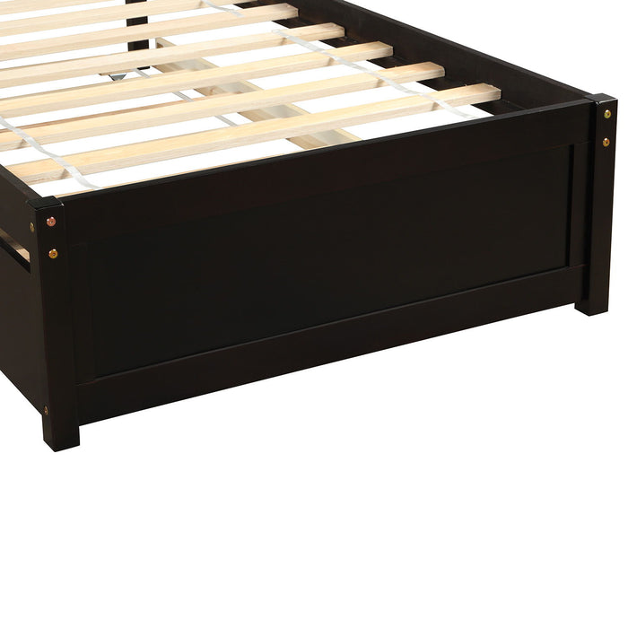 Twin Size Platform Bed Wood Bed Frame With Trundle