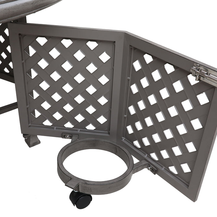Cast Aluminum Propane Gas Firepit Table, Chat Height - Gray