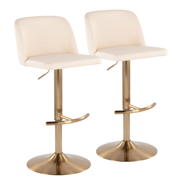 Toriano - Contemporary Adjustable Barstool With Swivel With Rounded T Footrest (Set of 2)