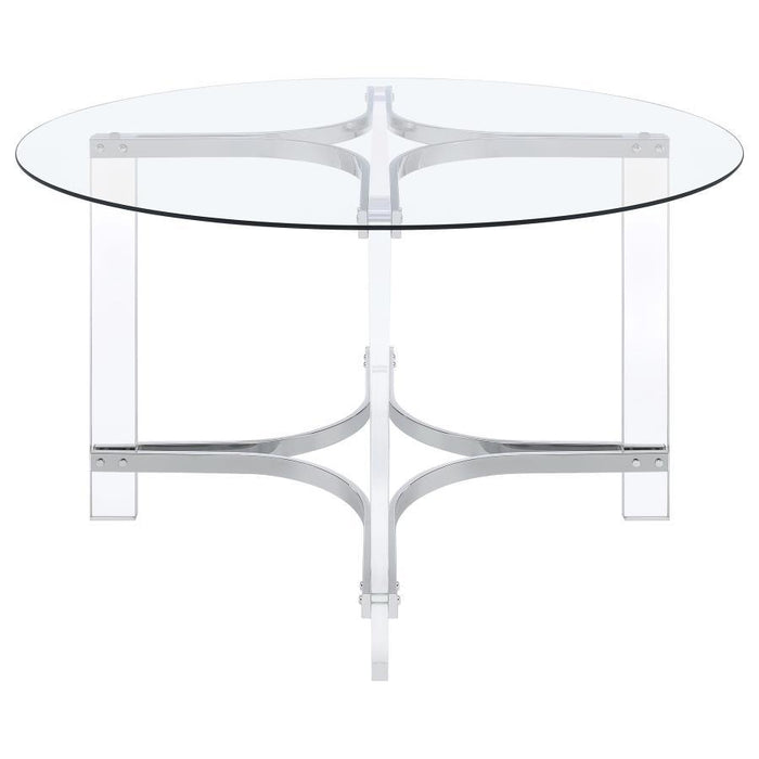 Adino - Round Glass Top Acrylic Dining Table - Chrome