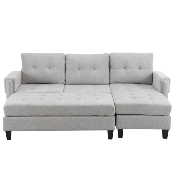 L Shaped Sofa Sectional Couch Sofa Bed With Two USB Ports, A Movable Ottoman And A Reversible Chaise Lounge For Living Room