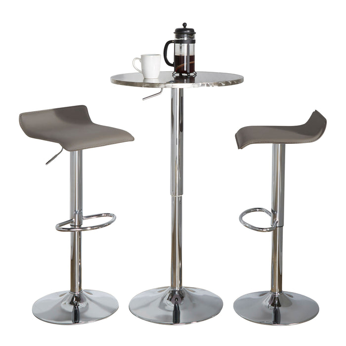 Ale - 3 Piece Bar Set Bistro Round Contemporary Adjustable Oval Footrest