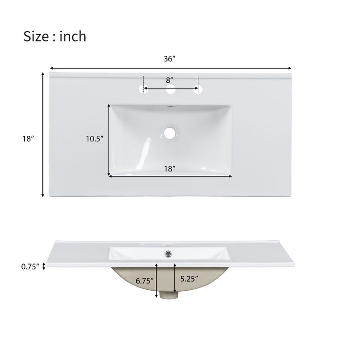 Bathroom Vanity With Two Soft Close Doors, Adjustable Shelves And Three Drawers