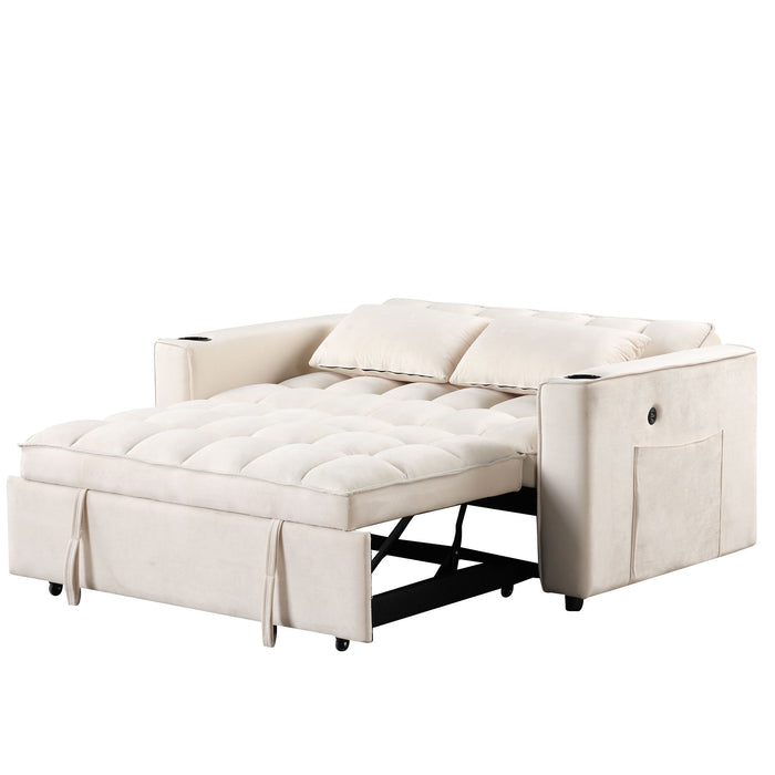 Multi Functional Sofa Bed With Cup Holder And USB Port For Living Room Or Apartments