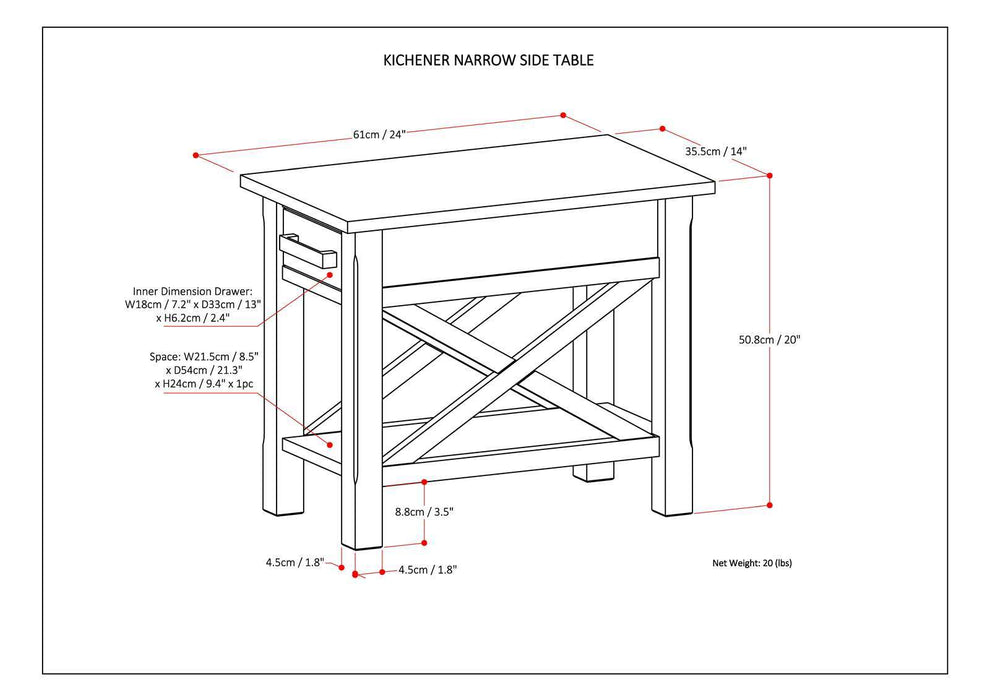 Kitchener - Narrow Side Table