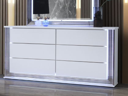 Moon - Smooth Dresser With LED - White