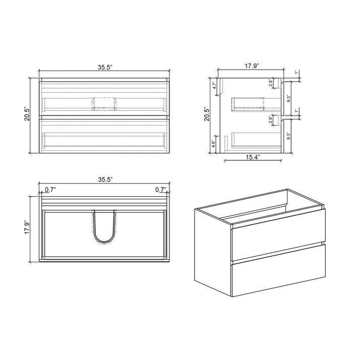 Alice - Bathroom Vanity With Sink, Large Storage Wall Mounted Floating Bathroom Vanity For Modern Bathroom