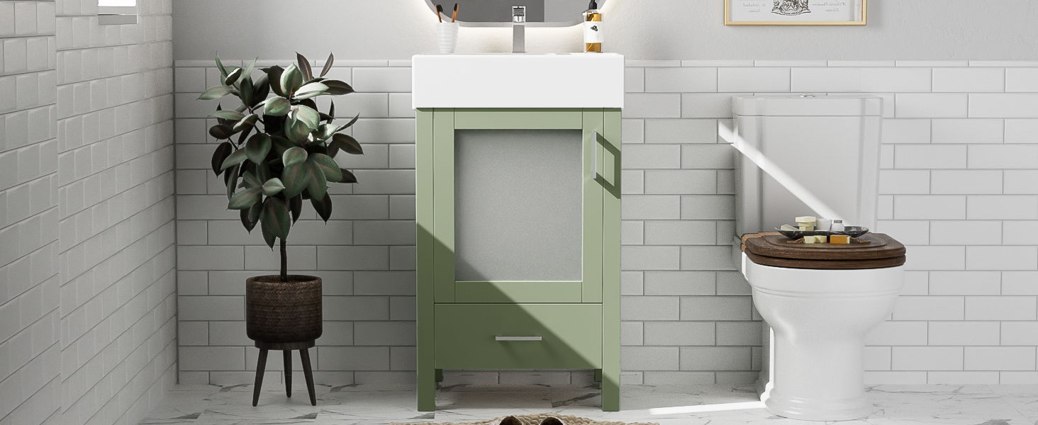 Bathroom Vanity With Ceramic Sink And Ample Storage, Ideal For Small Bathrooms