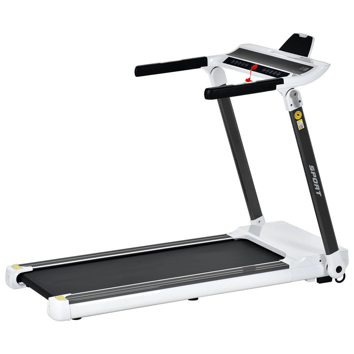 Portable Compact Treadmill, Electric Motorized 3.5Hp, 14Km / H, Medium Running Machine Motorised Gym 330Lbs, Foldable For Home Gym Fitness Workout Jogging Walking, Bluetooth Speaker App Fitime - White